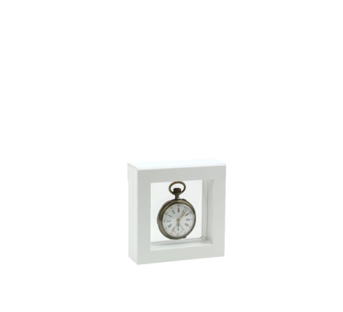 Marco para objetos Nimbus blanco 7x7 cm con reloj