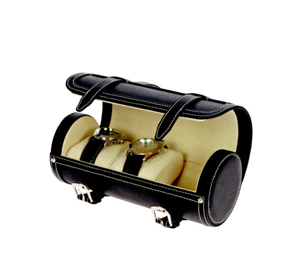 Estuche de viajes oscuro para relojes y joyas