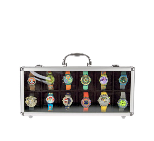 Maletín vitrina de aluminio para relojes y joyas modelo Design