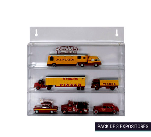 Pack de tres módulos expositores multifunción con soporte
