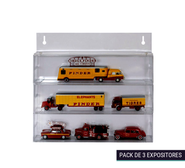 Pack de tres módulos expositores multifunción con soporte