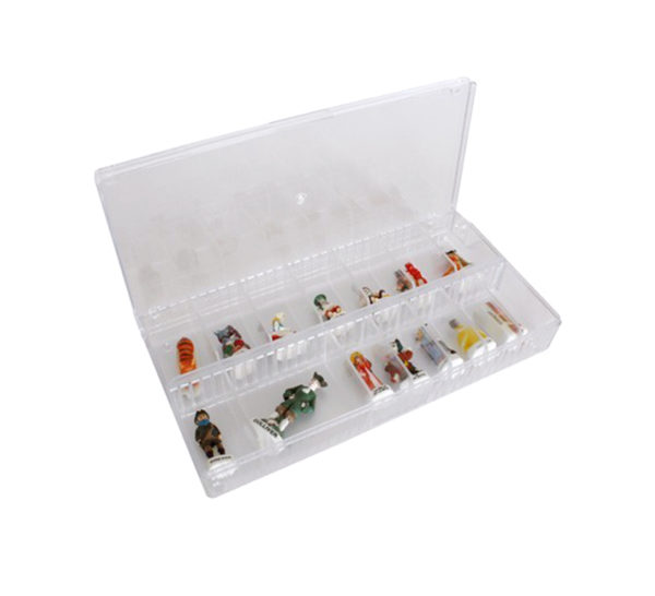 Caja clasificadora apilable con separaciones ajustables