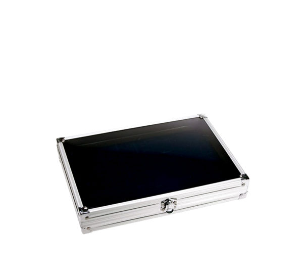 Vitrina compacta con terciopelo azul