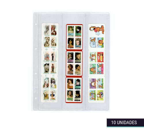 Hojas clasificadoras transparentes 25x32cm 3 departamentos-V con sellos