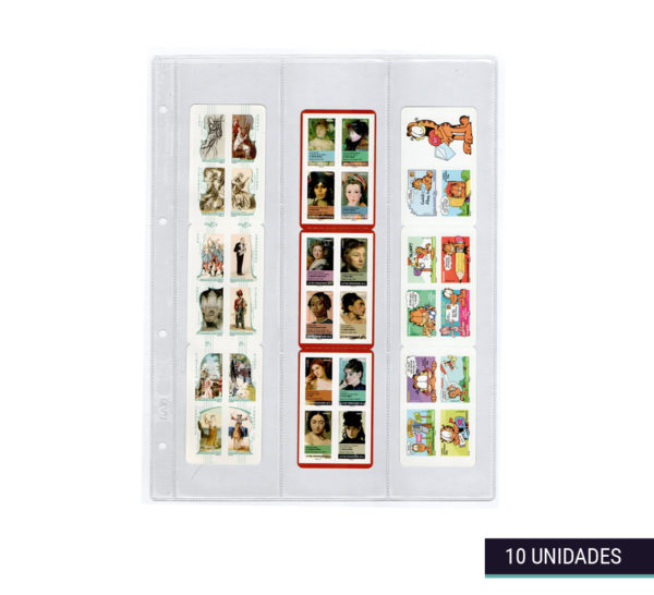 Hojas clasificadoras transparentes 25x32cm 3 departamentos-V con sellos
