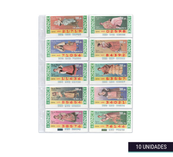 Hojas clasificadoras transparentes 26x32cm 10 departamentos-S con loteria