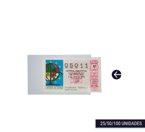 Funda protectora tamaño lotería 7,6x12cm