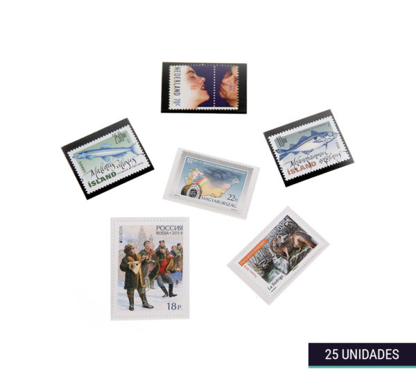 Pack de 25 estuches protectores para sellos tamaño pequeño con fondo negro o transparente de la marca Filober